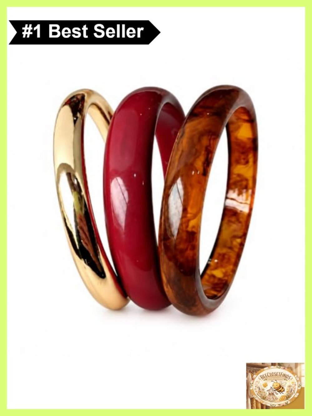 Gold Tone Alloy Chunky Bangle Bracelet Set for Women Stackable
